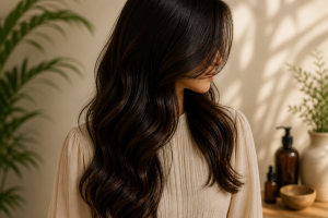 Long smooth hair showing results of natural hair care